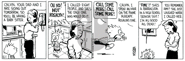 Calvin and Hobbes on Monday December 1, 1986 Comic Strip