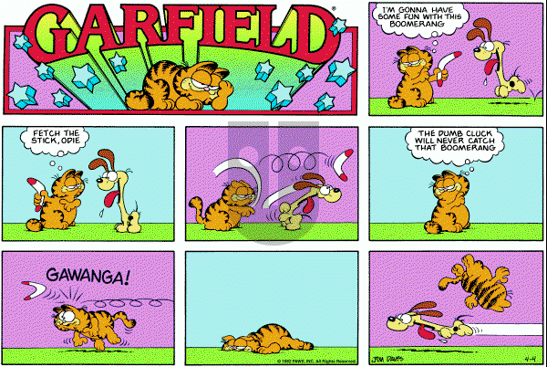 Garfield on Sunday April 4, 1982 Comic Strip