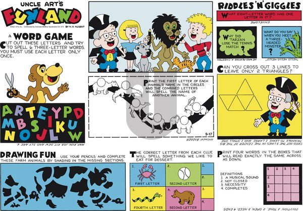 Uncle Art's Funland on Sunday September 17, 2023 Comic Strip