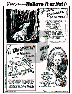 Ripley's Believe It or Not on Friday July 16, 2004 Comic Strip