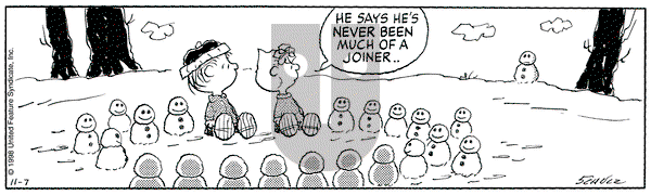 Peanuts on Saturday November 7, 1998 Comic Strip