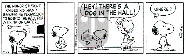 Peanuts on Thursday September 19, 1991 Comic Strip