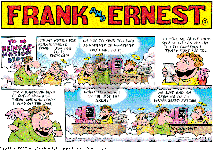 Frank and Ernest on Sunday February 17, 2002 Comic Strip