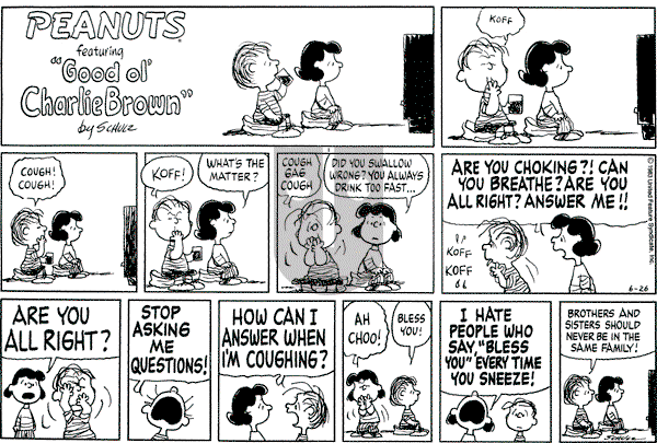 Peanuts - Sunday June 26, 1983 Comic Strip