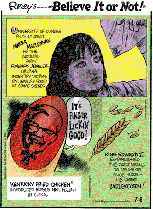 Ripley's Believe It or Not on Wednesday July 6, 2016 Comic Strip