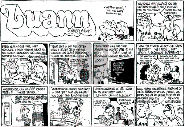 Luann on Sunday December 30, 1990 Comic Strip