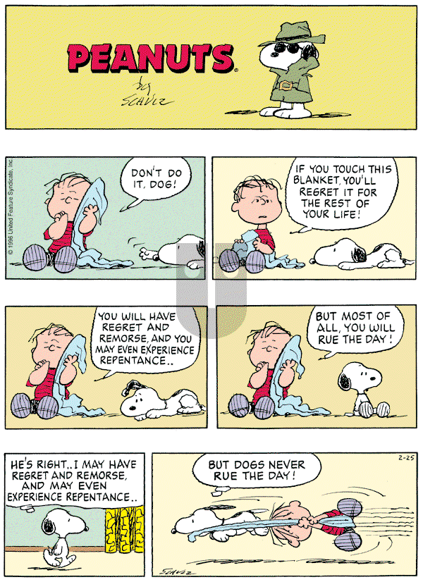 Peanuts on Sunday February 25, 1996 Comic Strip
