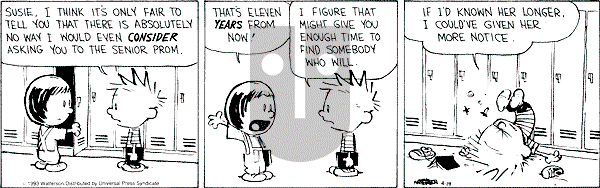 Calvin and Hobbes - Monday April 19, 1993 Comic Strip