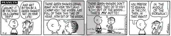 Peanuts on Thursday July 2, 1964 Comic Strip