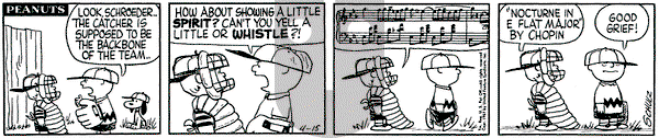 Peanuts on Monday April 15, 1957 Comic Strip
