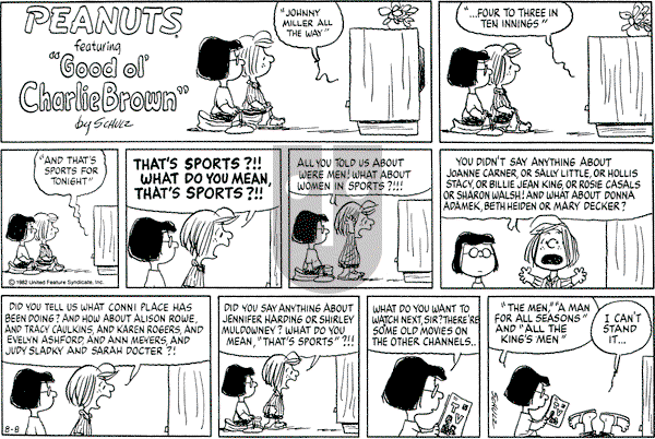 Peanuts - Sunday August 8, 1982 Comic Strip
