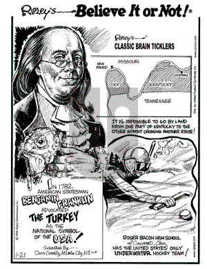 Ripley's Believe It or Not on Saturday January 21, 2006 Comic Strip