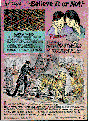 Ripley's Believe It or Not on Wednesday July 12, 2017 Comic Strip