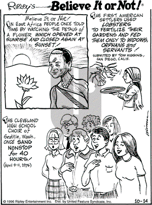 Ripley's Believe It or Not on Monday October 14, 1996 Comic Strip