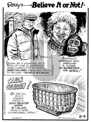 Ripley's Believe It or Not on Thursday August 9, 2007 Comic Strip