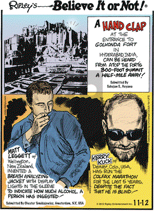 Ripley's Believe It or Not on Monday November 12, 2012 Comic Strip