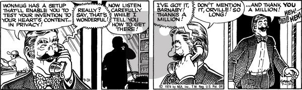 Alley Oop on Wednesday July 31, 1974 Comic Strip