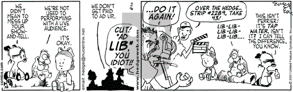 Over the Hedge on Friday November 16, 2001 Comic Strip