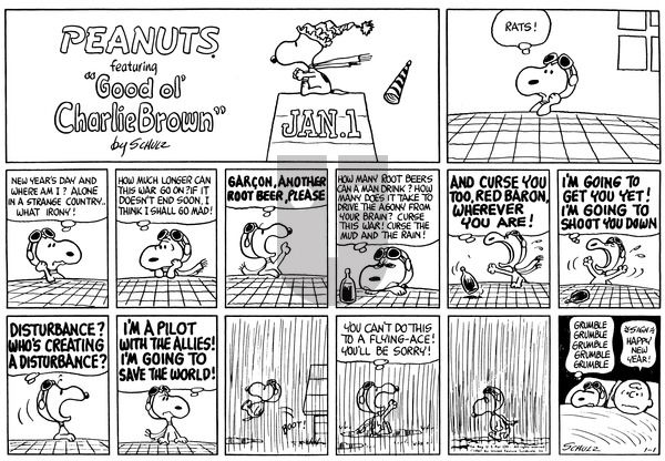 Peanuts on Sunday January 1, 1967 Comic Strip