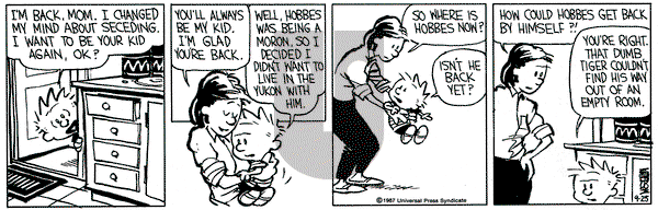 Calvin and Hobbes on Friday September 25, 1987 Comic Strip