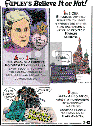 Ripley's Believe It or Not - Saturday February 18, 2023 Comic Strip