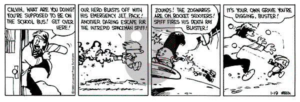 Calvin and Hobbes - Thursday January 19, 1989 Comic Strip