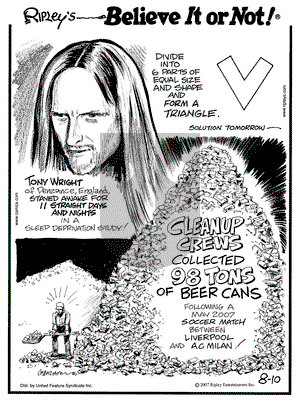 Ripley's Believe It or Not on Friday August 10, 2007 Comic Strip
