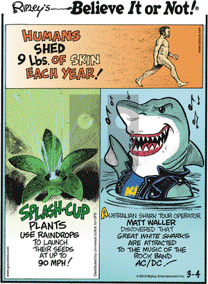 Ripley's Believe It or Not on Monday March 4, 2013 Comic Strip