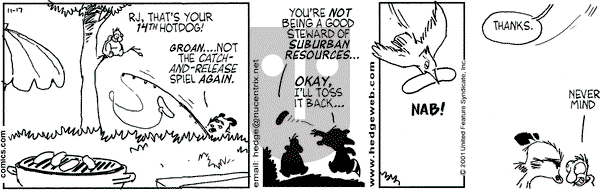 Over the Hedge on Saturday November 17, 2001 Comic Strip