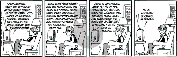 Doonesbury on Thursday January 30, 1975 Comic Strip