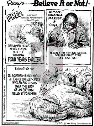 Ripley's Believe It or Not on Tuesday July 20, 2004 Comic Strip