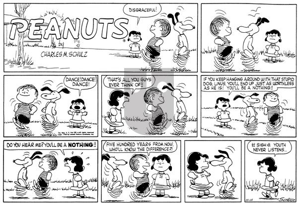 Peanuts on Sunday November 11, 1956 Comic Strip