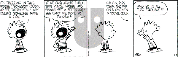 Calvin and Hobbes - Thursday January 7, 1988 Comic Strip