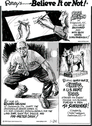 Ripley's Believe It or Not on Tuesday January 24, 2006 Comic Strip
