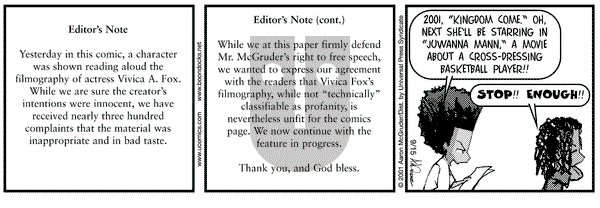 The Boondocks on Saturday September 15, 2001 Comic Strip