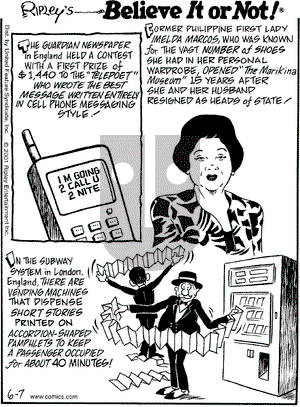 Ripley's Believe It or Not on Friday March 1, 2002 Comic Strip
