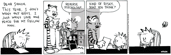 Calvin and Hobbes on Tuesday December 8, 1992 Comic Strip