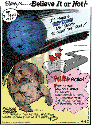 Ripley's Believe It or Not on Saturday April 12, 2014 Comic Strip