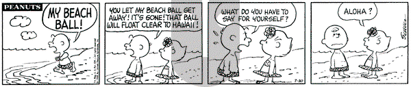 Peanuts on Tuesday July 30, 1968 Comic Strip