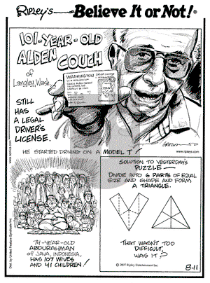 Ripley's Believe It or Not on Saturday August 11, 2007 Comic Strip