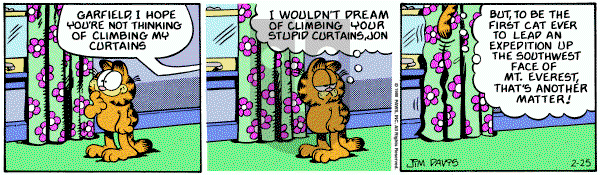 Garfield on Thursday February 25, 1988 Comic Strip