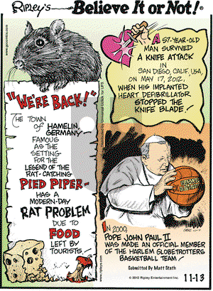 Ripley's Believe It or Not on Tuesday November 13, 2012 Comic Strip