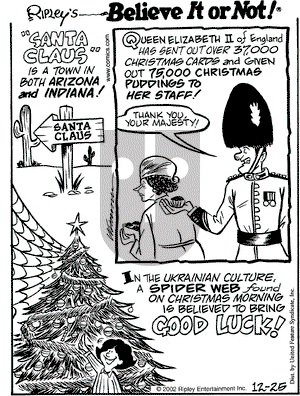 Ripley's Believe It or Not on Wednesday December 25, 2002 Comic Strip