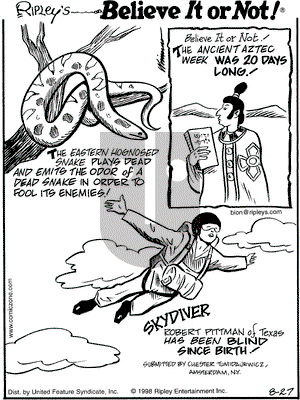 Ripley's Believe It or Not on Thursday August 27, 1998 Comic Strip