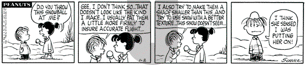 Peanuts on Wednesday January 2, 1963 Comic Strip