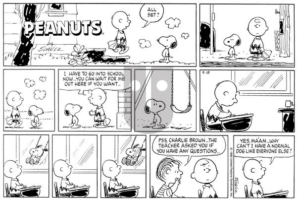 Peanuts on Sunday September 18, 1988 Comic Strip