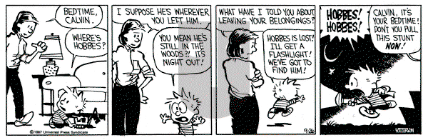 Calvin and Hobbes on Saturday September 26, 1987 Comic Strip