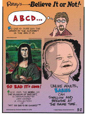 Ripley's Believe It or Not on Saturday May 2, 2020 Comic Strip