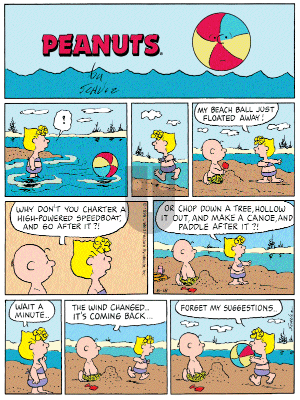 Peanuts - Sunday August 18, 1996 Comic Strip