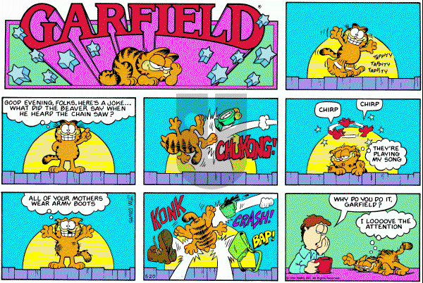 Garfield on Sunday May 20, 1984 Comic Strip